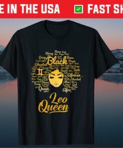 Leo Queen Birthday Zodiac Born In July or August Afro Diva Unisex T-Shirt