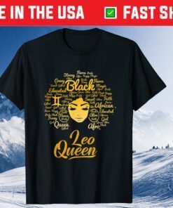 Leo Queen Birthday Zodiac Born In July or August Afro Diva Unisex T-Shirt