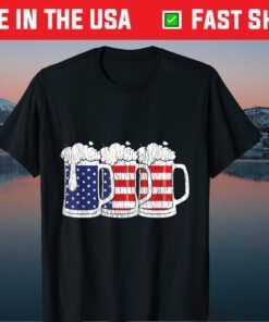 Retro Beer Lover Patriotic US Flag 4th Of July Drinking Classic T-Shirt