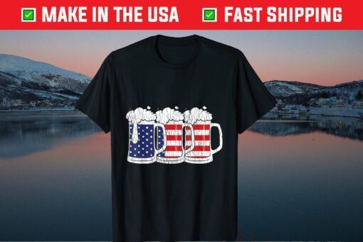 Retro Beer Lover Patriotic US Flag 4th Of July Drinking Classic T-Shirt