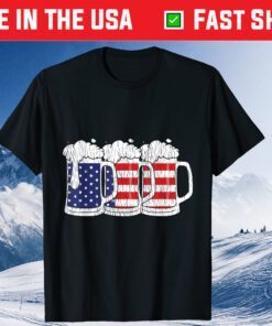 Retro Beer Lover Patriotic US Flag 4th Of July Drinking Us 2021 T-Shirt