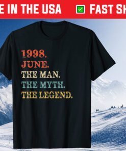 Retro Man Myth Legend June 1998 21st Birthday 21 Years Old Us 2021 T-Shirt