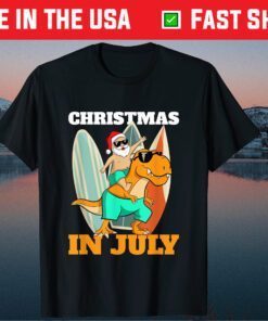 Santa Dinosaur Mid Year Xmas Party Beach Christmas In July Us 2021 T-Shirt