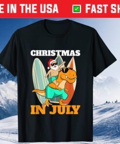 Santa Dinosaur Mid Year Xmas Party Beach Christmas In July Us 2021 T-Shirt