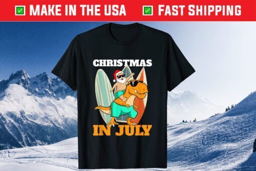 Santa Dinosaur Mid Year Xmas Party Beach Christmas In July Us 2021 T-Shirt