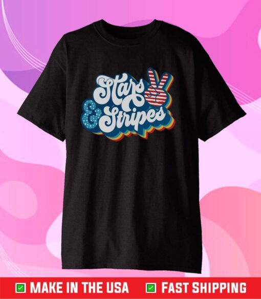 Stars And Stripes Peace Retro Classic Tshirt