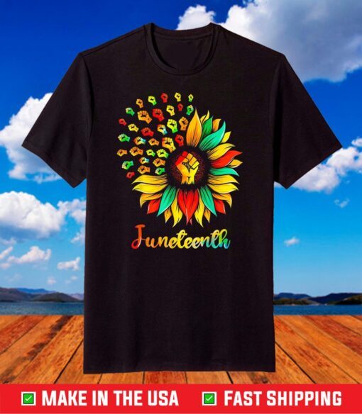 Sunflower Fist Juneteenth Black History African American T-Shirt
