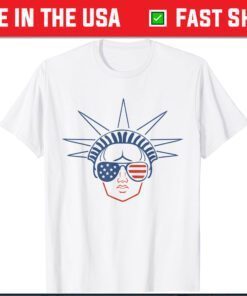 US Flag Statue of Liberty Sunglasses Apparel July 4th Party Classic T-Shirt