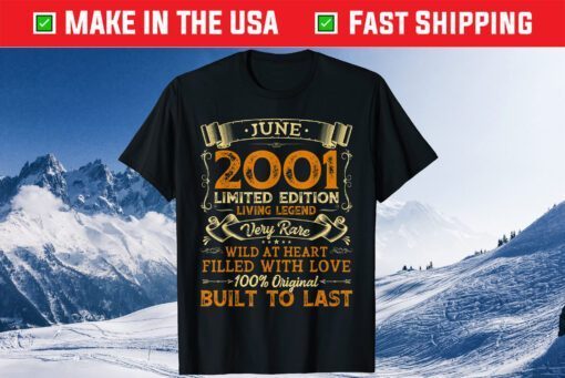 Vintage 20th Birthday June 2001 20 Years Old Unisex T-Shirt