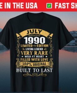 Vintage 31st Birthday July 1990 31 Years Old Gift T-Shirt