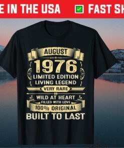 Vintage 43 Years Old August 1976 43rd Birthday Classic T-Shirt