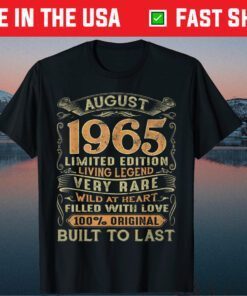 Vintage 55 Years Old August 1965 55th Birthday Classic T-Shirt