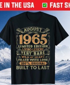 Vintage 55 Years Old August 1965 55th Birthday Classic T-Shirt