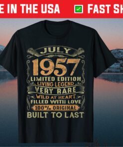 Vintage 63 Years Old July 1957 63rd Birthday Unisex T-Shirt