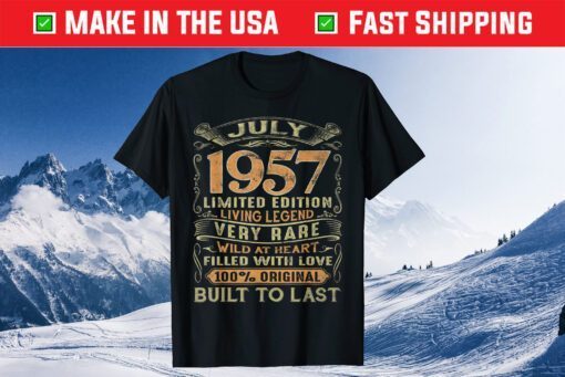 Vintage 63 Years Old July 1957 63rd Birthday Unisex T-Shirt