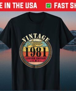 Vintage Born August 1981 40th Birthday Retro 40 Years Old Classic T-Shirt