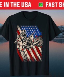 Vintage Dirt Bike Motocross American Flag 4th Of July Enduro Classic T-Shirt