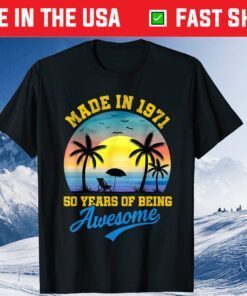 Vintage Sunset 1971 50 Years Of Being Awesome 50th Birthday Classic Shirt