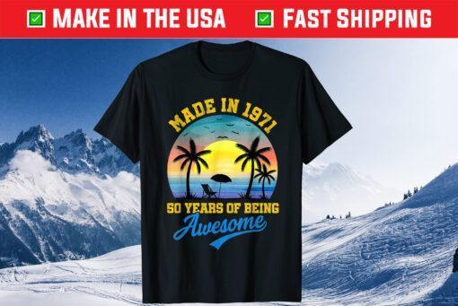 Vintage Sunset 1971 50 Years Of Being Awesome 50th Birthday Classic Shirt