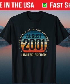 20 Years Old Vintage August 2001 20th Birthday Classic T-Shirt