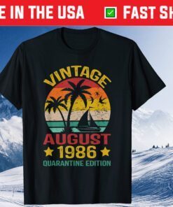 34 Year Old Birthday Vintage August 1986 Quarantine Edition T-Shirt