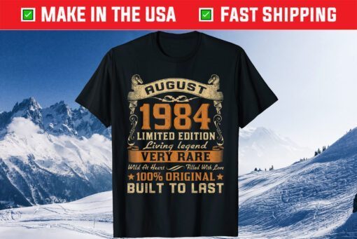 37th Birthday 37 Years Old Retro Vintage August 1984 Us 2021 T-Shirt
