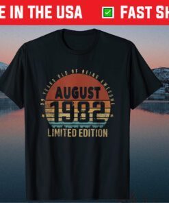 39th Birthday 39 Years Old Vintage 1982 Born in August 1982 Us 2021 T-Shirts