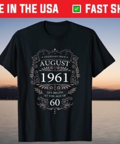60th Birthday August 1961 Vintage Retro T-Shirt