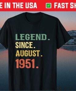 70 Years Old Retro 70th Birthday Legend Since August 1951 Classic T-Shirt