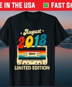 August 2018 3rd Birthday Cassette Tape 3 Years Old Classic T-Shirt