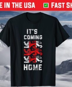 England Soccer 2020 It's Coming Home Three Heraldic Lions T-Shirt