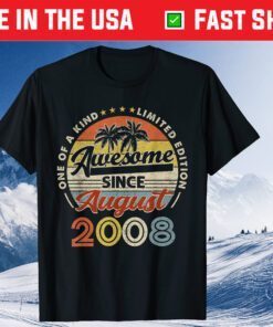 Happy 13th Birthday Vintage August 2008 13 Years Old Gift T-Shirt