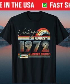 Happy 49th Birthday Vintage August 1972 49 Years Old Classic T-Shirt