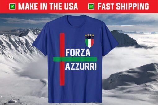 Italy Forza Azzurri Soccer Jersey Italia Flag Football Retro T-Shirt