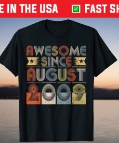 Kid Awesome Since 2009 Heart August 11th Birthday T-Shirt