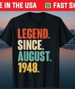 Legend Since August 1948 - Born In August 1948 73nd Birthday Unisex T-Shirt