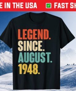 Legend Since August 1948 - Born In August 1948 73nd Birthday Unisex T-Shirt