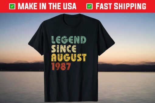 Legend Since August 1987 Vintage Birthday T-Shirt