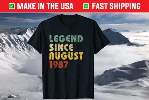 Legend Since August 1987 Vintage Birthday T-Shirt