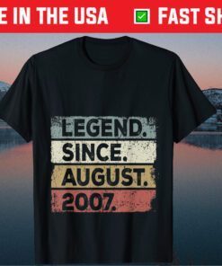 Legend Since August 2007 14th Birthday 14 Years Old Classic T-Shirt