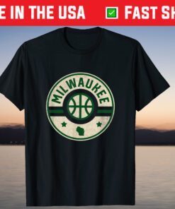 Milwaukee Basketball Stars and Stripes Wisconsin Map Outline Classic T-Shirt