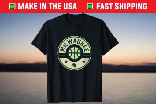 Milwaukee Basketball Stars and Stripes Wisconsin Map Outline Classic T-Shirt