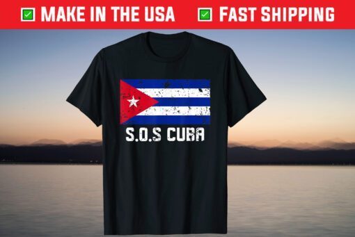 SOS Cuba El cambio es ya Abajo la Dictadura Bandera Cubana T-Shirt