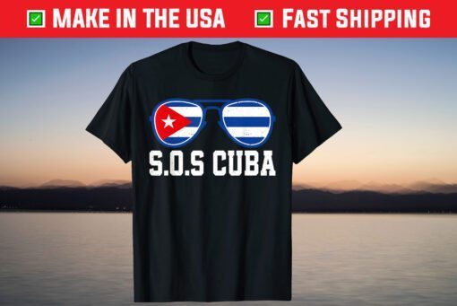 Sos Cuba Flag Sunglasses T-Shirt