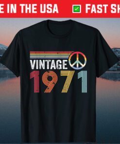 Vintage 1971 Peace Sign 50th Birthday Us 2021 T-Shirt
