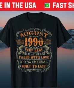 Vintage 1990 August 30 Years Old 30th Birthday Classic T-Shirt
