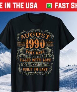 Vintage 1990 August 30 Years Old 30th Birthday Classic T-Shirt