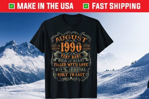 Vintage 1990 August 30 Years Old 30th Birthday Classic T-Shirt