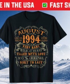 Vintage 1994 August 26 Years Old 26th Birthday Gift T-Shirt