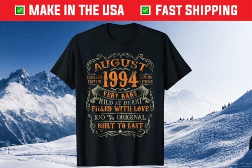 Vintage 1994 August Shirt 27 Years Old 27th Birthday Classic T-Shirt